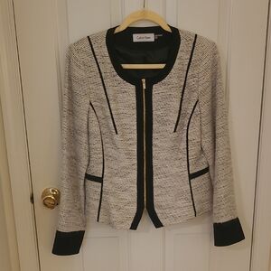 Calvin Klein Women's Boucle Black and White Blazer